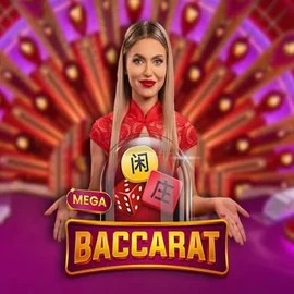 Mega Baccarat online game logo by Pragmatic Play on wildrobins-hu.com
